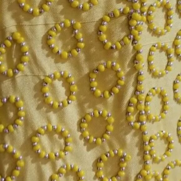 VTG 80'S He-Ro Black Tie Heavily Beaded Yellow Evening Gown/DRESS 2 PC szVTG 80' - Picture 11 of 11